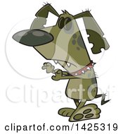 Clipart Of A Cartoon Zombie Dog Walking Upright Royalty Free Vector Illustration