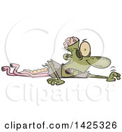Clipart Of A Cartoon Zombie With His Lower Body Missing And Guts Hanging Out Crawling In The Ground Royalty Free Vector Illustration