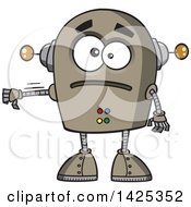 Cartoon Sad Robot Giving A Thumb Down