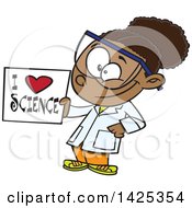 Poster, Art Print Of Cartoon African American Girl Holding An I Love Science Sign