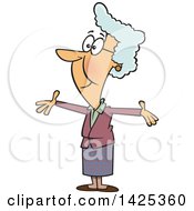 Clipart Of A Cartoon Happy Caucasian Granny Wanting A Hug Royalty Free Vector Illustration