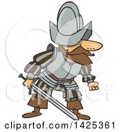 Poster, Art Print Of Cartoon Mad Conquistador Holding A Sword
