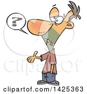 Clipart Of A Cartoon Caucasian Guy Asking A Dumb Question Royalty Free Vector Illustration