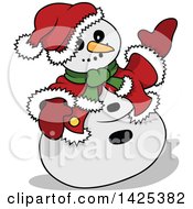 Poster, Art Print Of Cartoon Festive Christmas Snowman Presenting