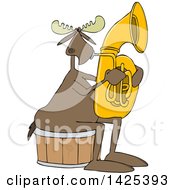 Poster, Art Print Of Cartoon Moose Playing A Tuba