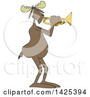 Poster, Art Print Of Cartoon Moose Playing A Trumpet