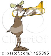 Cartoon Moose Playing A Trombone