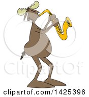 Poster, Art Print Of Cartoon Moose Playing A Saxophone