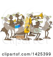 Cartoon Moose Band Playing Instruments And Singing