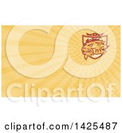 Clipart Of A Retro Lion Head Over A Shield And Crown And Orange Rays Background Or Business Card Design Royalty Free Illustration
