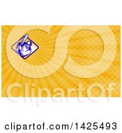 Clipart Of A Retro Cricket Player Batting And Orange Rays Background Or Business Card Design Royalty Free Illustration