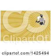 Poster, Art Print Of Coal Miner And Yellow Rays Background Or Business Card Design