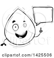 Poster, Art Print Of Cartoon Black And White Lineart Doodled Talking Water Drop Character