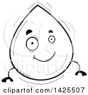 Clipart Of A Cartoon Black And White Lineart Doodled Water Drop Character Royalty Free Vector Illustration