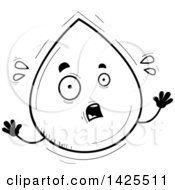 Clipart Of A Cartoon Black And White Lineart Doodled Scared Water Drop Character Royalty Free Vector Illustration