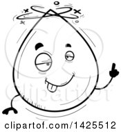 Clipart Of A Cartoon Black And White Lineart Doodled Drunk Water Drop Character Royalty Free Vector Illustration