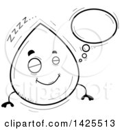 Poster, Art Print Of Cartoon Black And White Lineart Doodled Dreaming Water Drop Character
