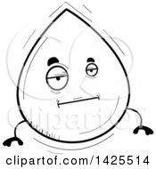 Clipart Of A Cartoon Black And White Lineart Doodled Bored Water Drop Character Royalty Free Vector Illustration