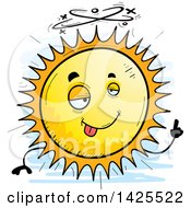 Clipart Of A Cartoon Doodled Drunk Sun Character Royalty Free Vector Illustration