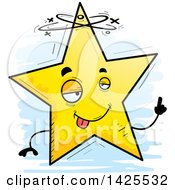 Clipart Of A Cartoon Doodled Drunk Star Character Royalty Free Vector Illustration