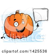 Clipart Of A Cartoon Doodled Talking Pumpkin Character Royalty Free Vector Illustration