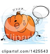 Poster, Art Print Of Cartoon Doodled Dreaming Pumpkin Character