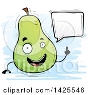 Clipart Of A Cartoon Doodled Talking Pear Character Royalty Free Vector Illustration