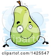 Clipart Of A Cartoon Doodled Pear Character Royalty Free Vector Illustration