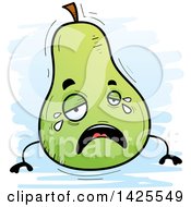 Clipart Of A Cartoon Doodled Crying Pear Character Royalty Free Vector Illustration