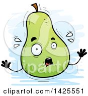 Clipart Of A Cartoon Doodled Scared Pear Character Royalty Free Vector Illustration