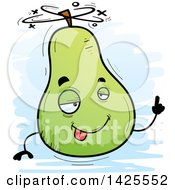 Clipart Of A Cartoon Doodled Drunk Pear Character Royalty Free Vector Illustration