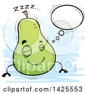 Clipart Of A Cartoon Doodled Dreaming Pear Character Royalty Free Vector Illustration