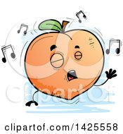 Clipart Of A Cartoon Doodled Singing Peach Character Royalty Free Vector Illustration