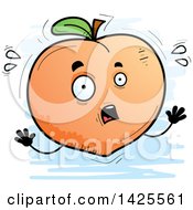 Clipart Of A Cartoon Doodled Scared Peach Character Royalty Free Vector Illustration