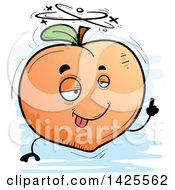 Clipart Of A Cartoon Doodled Drunk Peach Character Royalty Free Vector Illustration