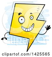 Clipart Of A Cartoon Doodled Waving Lightning Character Royalty Free Vector Illustration by Cory Thoman