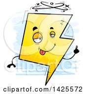 Clipart Of A Cartoon Doodled Drunk Lightning Character Royalty Free Vector Illustration by Cory Thoman