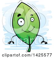 Clipart Of A Cartoon Doodled Leaf Character Royalty Free Vector Illustration