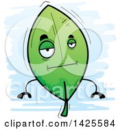 Clipart Of A Cartoon Doodled Bored Leaf Character Royalty Free Vector Illustration