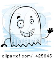 Clipart Of A Cartoon Doodled Waving Ghost Royalty Free Vector Illustration by Cory Thoman