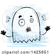 Clipart Of A Cartoon Doodled Scared Ghost Royalty Free Vector Illustration