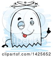 Clipart Of A Cartoon Doodled Drunk Ghost Royalty Free Vector Illustration