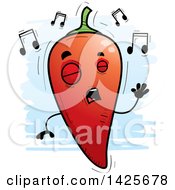 Poster, Art Print Of Cartoon Doodled Singing Hot Chile Pepper Character
