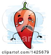Clipart Of A Cartoon Doodled Crying Hot Chile Pepper Character Royalty Free Vector Illustration by Cory Thoman