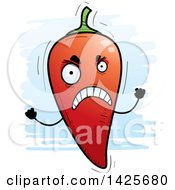 Clipart Of A Cartoon Doodled Mad Hot Chile Pepper Character Royalty Free Vector Illustration by Cory Thoman