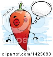 Poster, Art Print Of Cartoon Doodled Dreaming Hot Chile Pepper Character