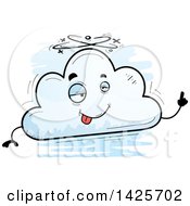 Clipart Of A Cartoon Doodled Drunk Cloud Character Royalty Free Vector Illustration