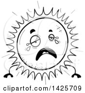 Poster, Art Print Of Cartoon Black And White Doodled Crying Sun Character