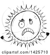 Poster, Art Print Of Cartoon Black And White Doodled Mad Sun Character