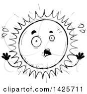 Poster, Art Print Of Cartoon Black And White Doodled Scared Sun Character